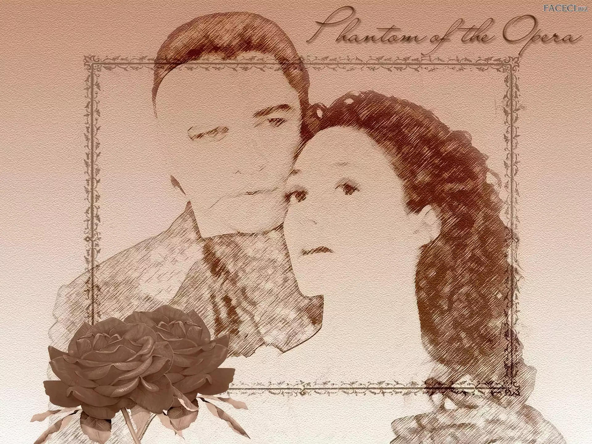 Gerard Butler, ramka, Emmy Rossum, Phantom Of The Opera, obrazek